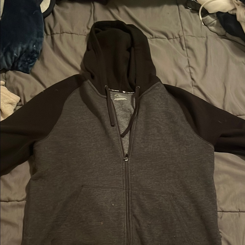Men's Black and Gray Hoodie Sweater